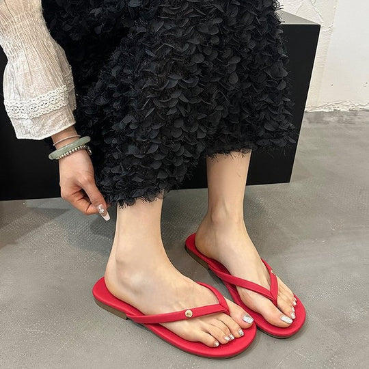 Damen Flip-Flops mit minimalistischer Riemenführung und bequemem Fußbett R&B