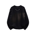 Damen trendiger Oversized Pullover mit dekorativen Knopfdetails