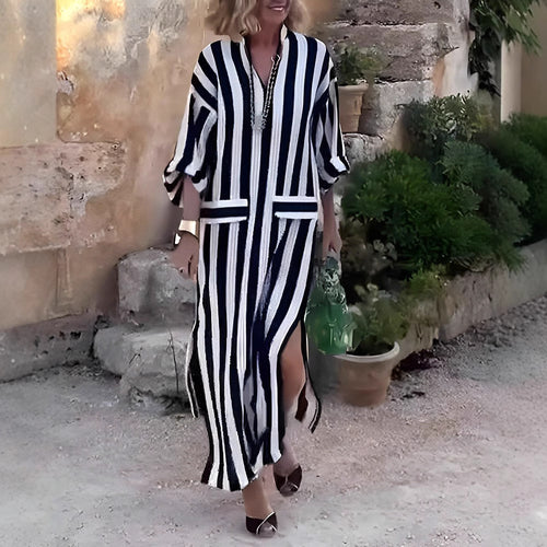 Damen Maxikleid mit gestreiftem Muster Heidi-Mode