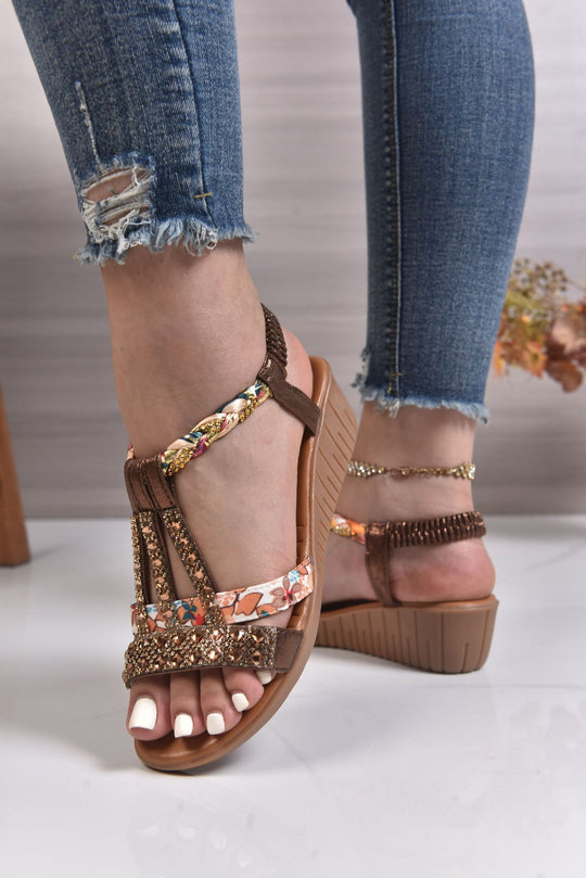 Damen Elegante Sandalen mit modischen Glitzer- und Blumenapplikationen R&B