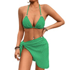 Damen Triangel-Bikini mit dekorativem Wickelrock und modischen Ringdetails R&B