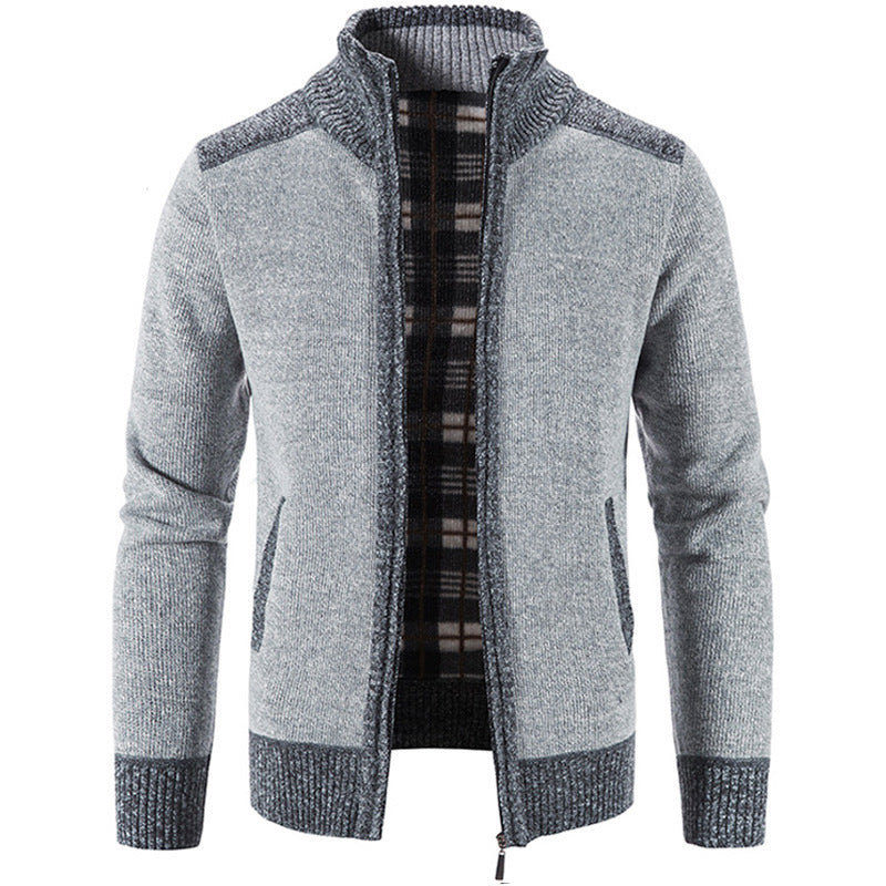 Herren Strickjacke mit modernem Stehkragen und strukturiertem Design R&B