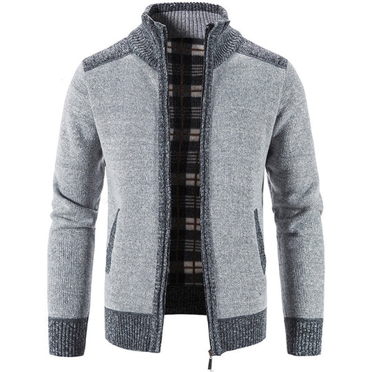 Herren Strickjacke mit modernem Stehkragen und strukturiertem Design R&B