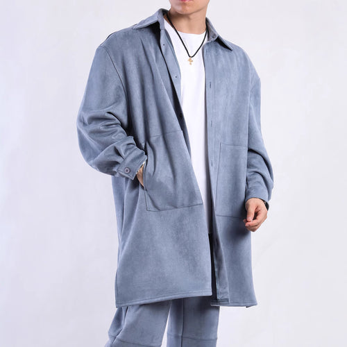 Damen Oversize Hemdenjacke aus weichem Suede mit großen Taschen R&B