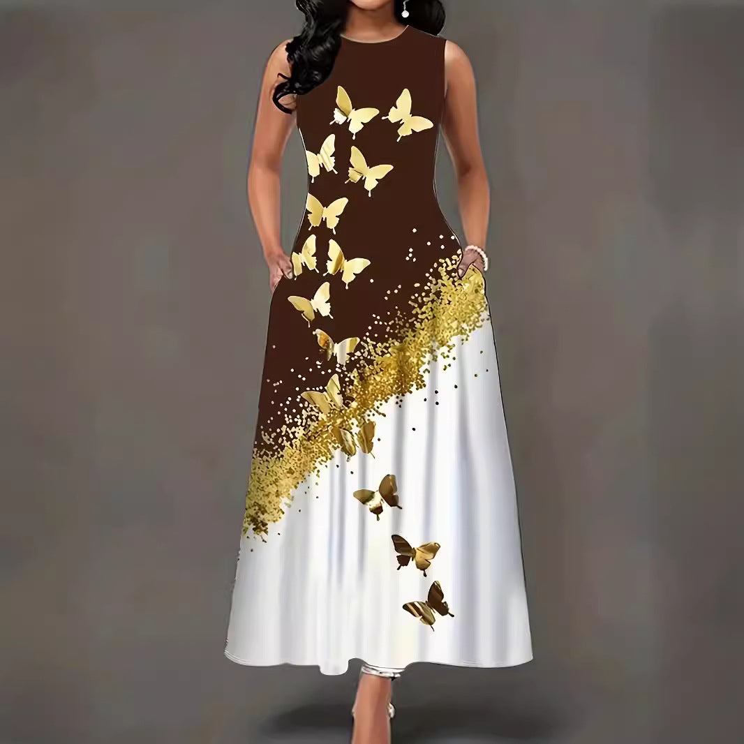 Damen Maxikleid mit floralem Motiv und praktischen Taschen R&B