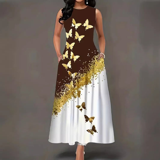 Damen Maxikleid mit floralem Motiv und praktischen Taschen R&B