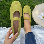 Damen atmungsaktive Ballerinas mit flexiblem Gummi-Obermaterial und verstellbarem Riemen R&B