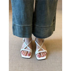 Damen elegante Riemchen-Sandalen mit modischem Kreuz-Riemendesign R&B