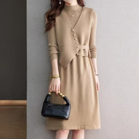 Damen Kombination aus Strickkleid und Weste R&B