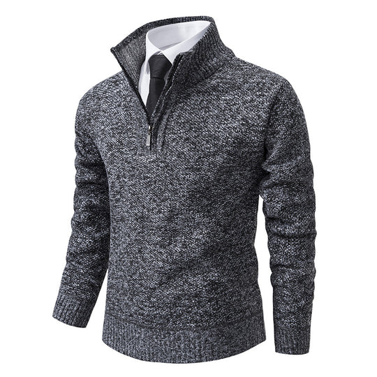 Herren Pullover mit modernem Reißverschluss und strukturierter Oberfläche R&B