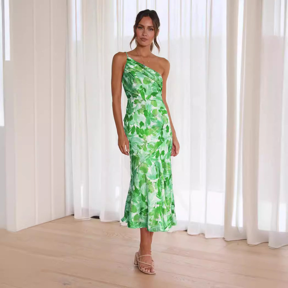 Damen Elegantes Maxikleid mit floralem Design und Spaghettiträgern R&B