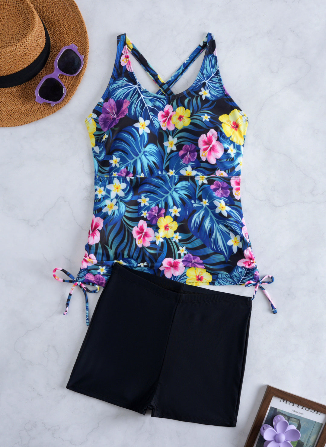 Damen Tankini-Set mit modischem Blumendesign und bequemen Shorts R&B