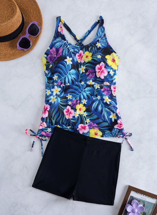 Damen Tankini-Set mit modischem Blumendesign und bequemen Shorts R&B