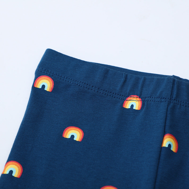 Mädchen Leggings mit buntem Regenbogenmotiv R&B