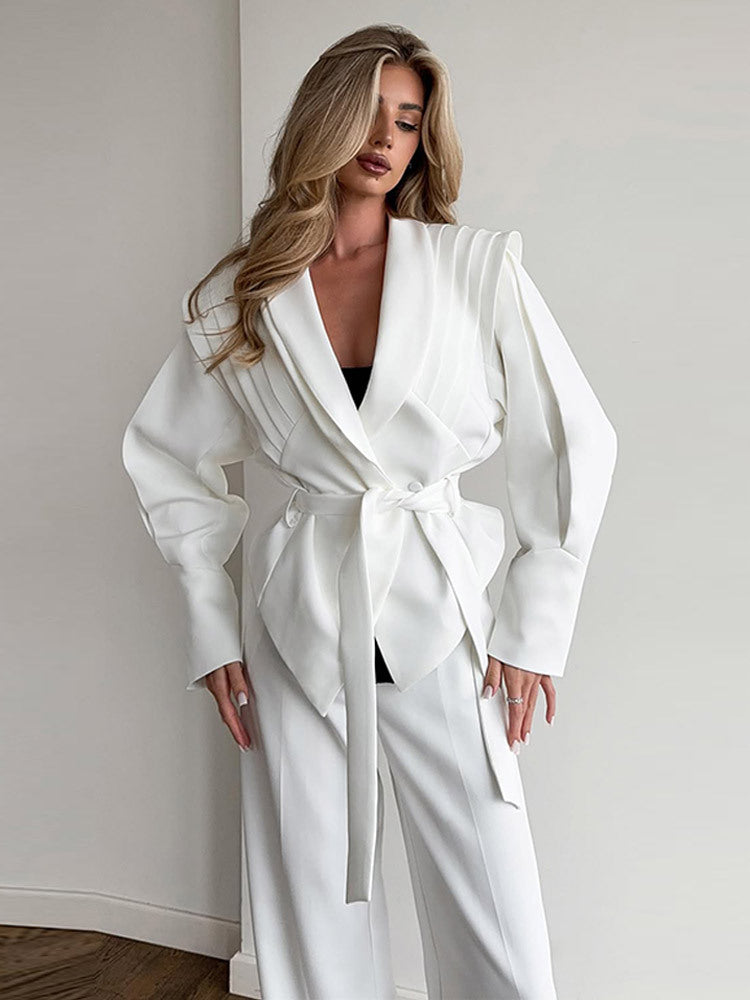 Damen Eleganter Blazer mit strukturierten Ärmeln R&B