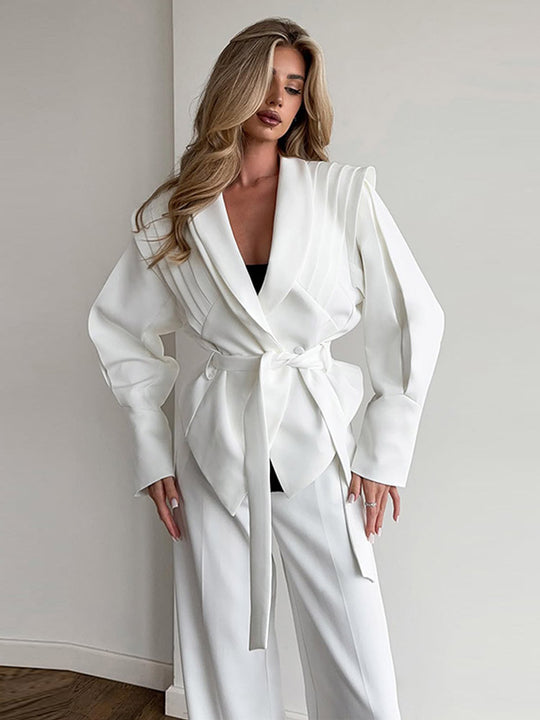 Damen Eleganter Blazer mit strukturierten Ärmeln R&B