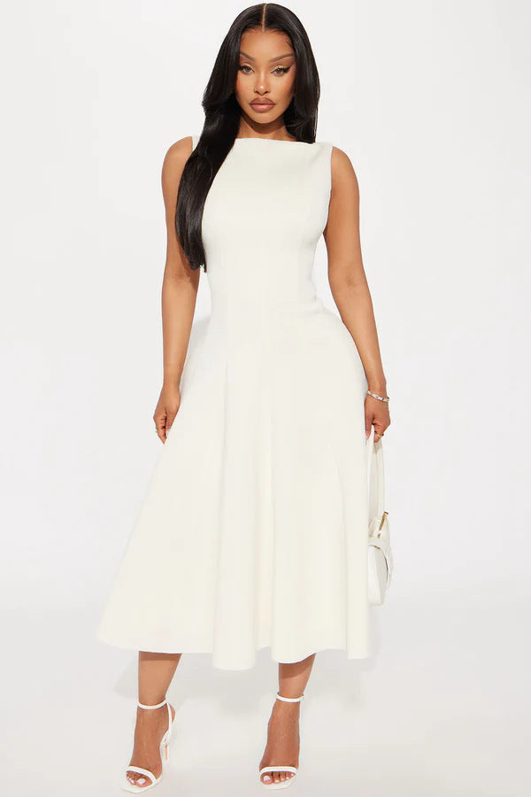 Damen Elegantes zeitloses Cocktailkleid mit schwingendem Rock und minimalistischer Silhouette R&B