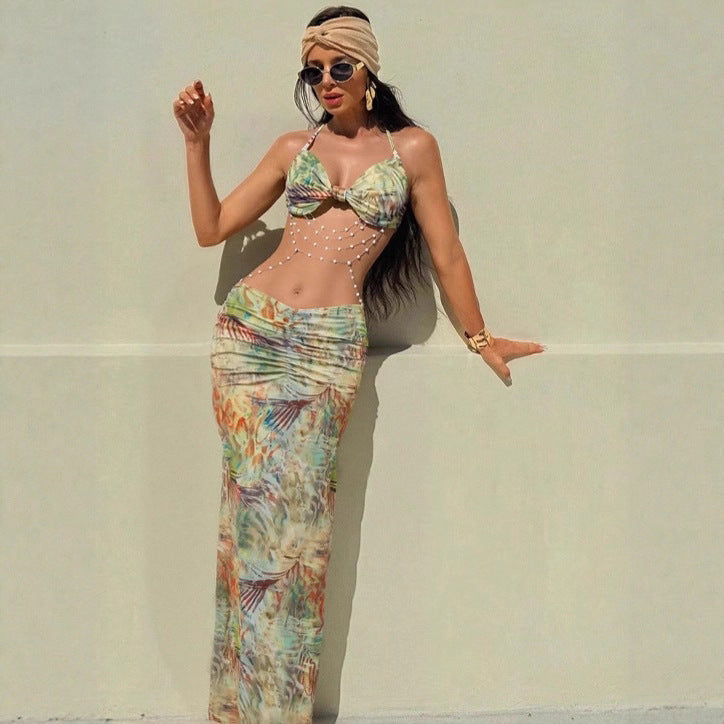 Damen Strandkleid mit trendigem Leo-Print und raffinierten Schnürdetails R&B
