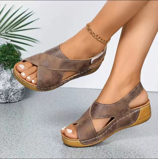 Damen offene Riemensandalen mit modischem Cross-Design R&B