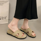 Damen Riemchen-Pantoletten mit handgearbeiteten Details R&B