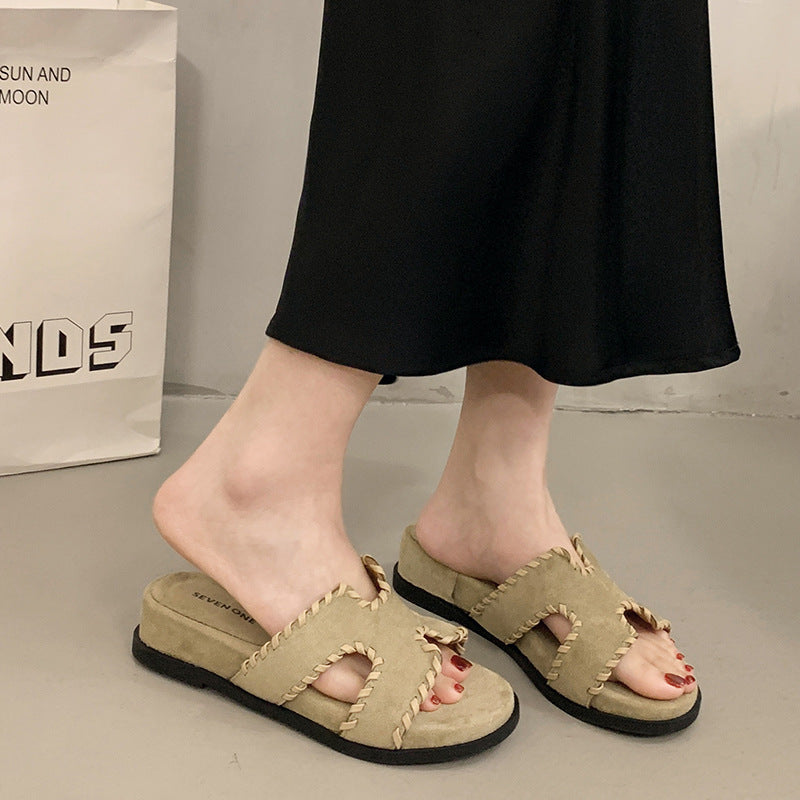 Damen Riemchen-Pantoletten mit handgearbeiteten Details R&B