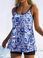 Damen Tankini mit verspieltem Streifenmuster und originellem Schnitt R&B