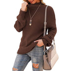 Damen Grobstrickpullover mit hohem Kragen und modischer Struktur