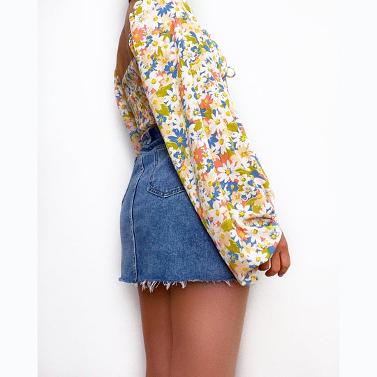 Damen Bluse mit Puffärmeln und floralem Muster R&B