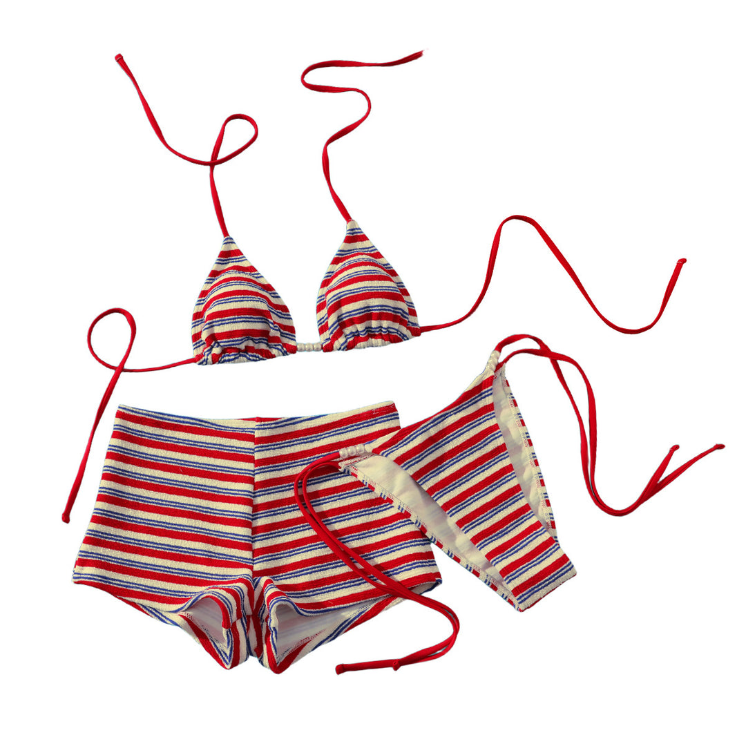 Damen Strand-Bikini-Set mit charmantem Streifenmuster R&B