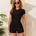 Damen Schwimmanzug mit kurzem Arm und praktischen Reißverschluss R&B
