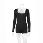 Damen Langarm Body mit tiefem Ausschnitt