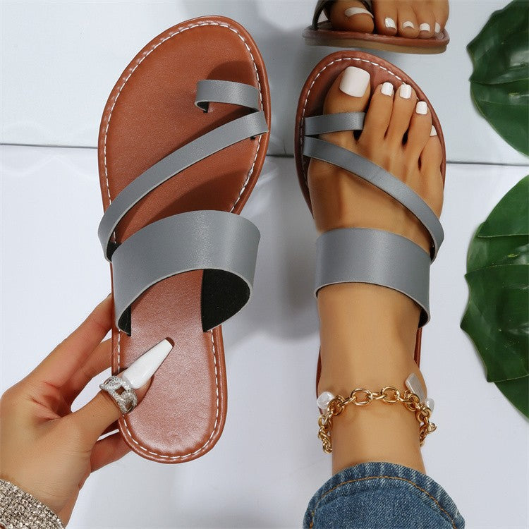 Damen Minimalistische Riemensandalen mit bequemer Sohle R&B
