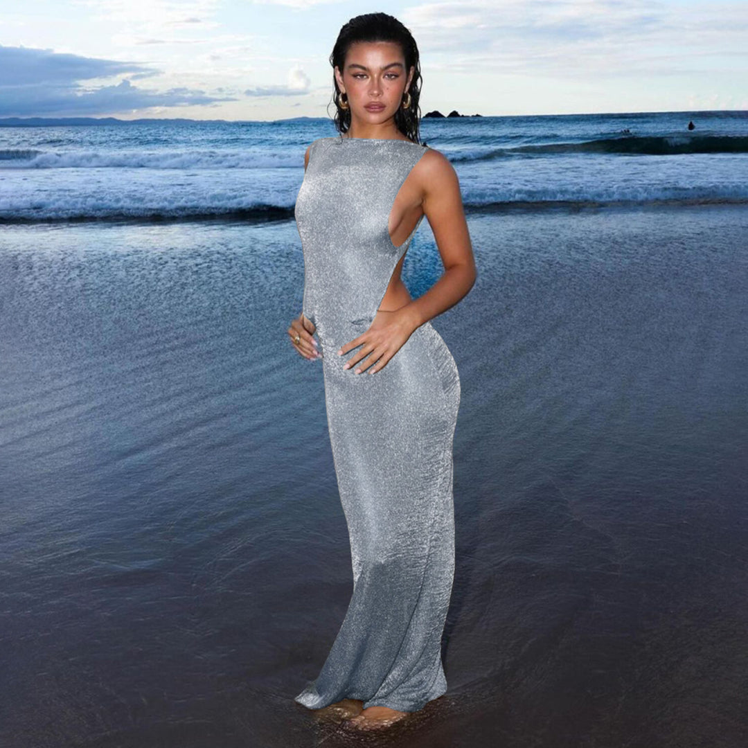 Damen Transparente Maxikleid mit schimmerndem Effekt R&B
