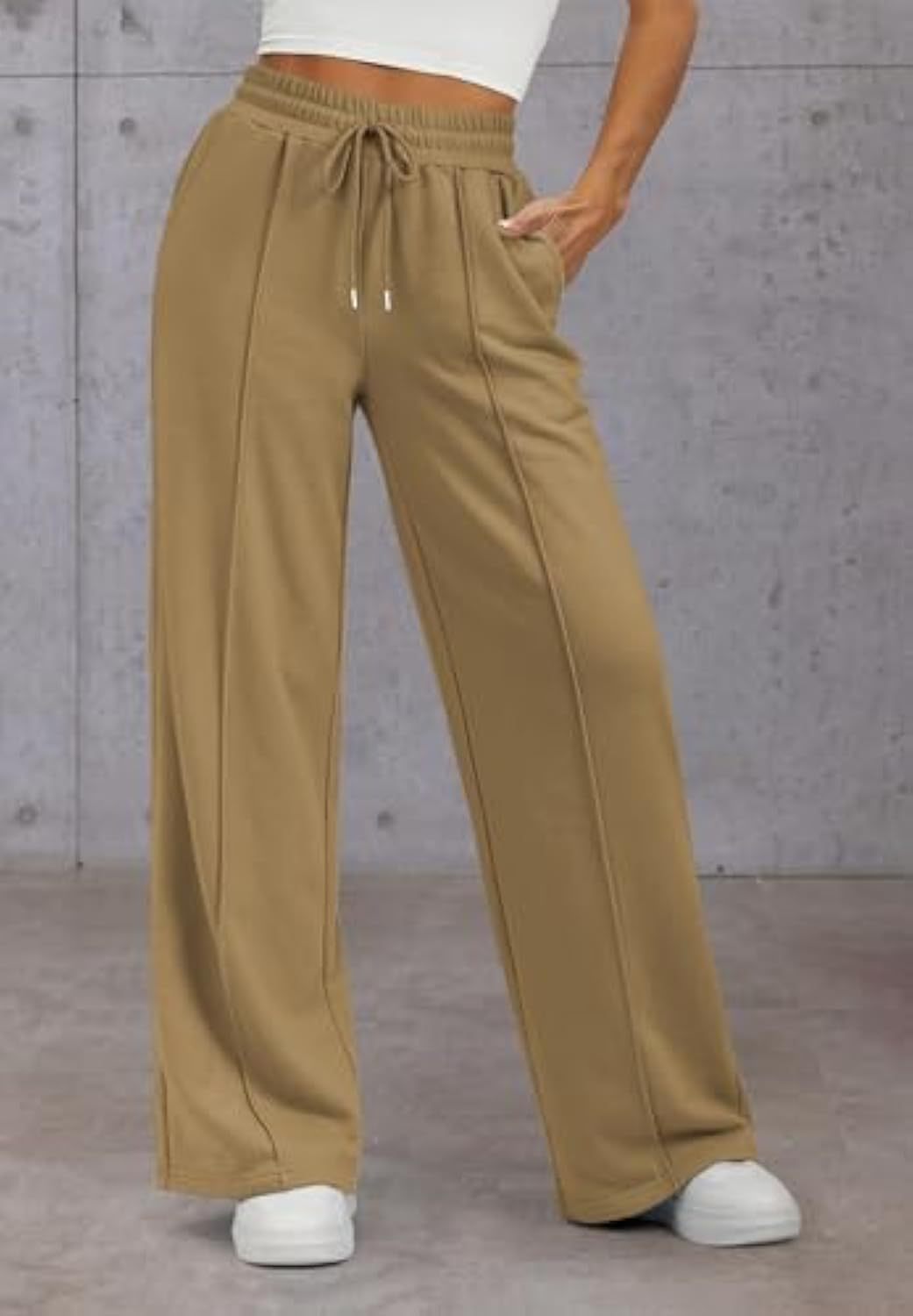 Damen Komfortable Weite Sweatpants mit elastischem Bund und praktischen Taschen R&B