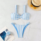 Damen Bandeau-Bikini mit einzigartigem Muster und verstellbaren Trägern