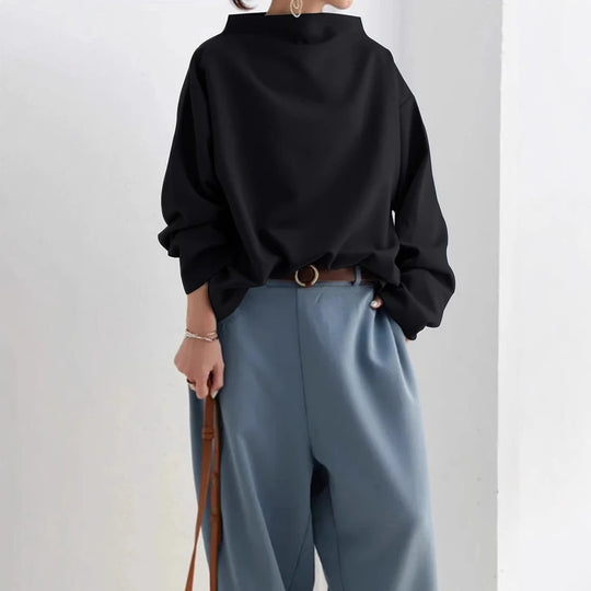 Damen oversized Pullover mit speziellem Kragen und lässigem Schnitt R&B