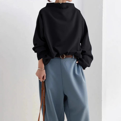 Damen oversized Pullover mit speziellem Kragen und lässigem Schnitt R&B