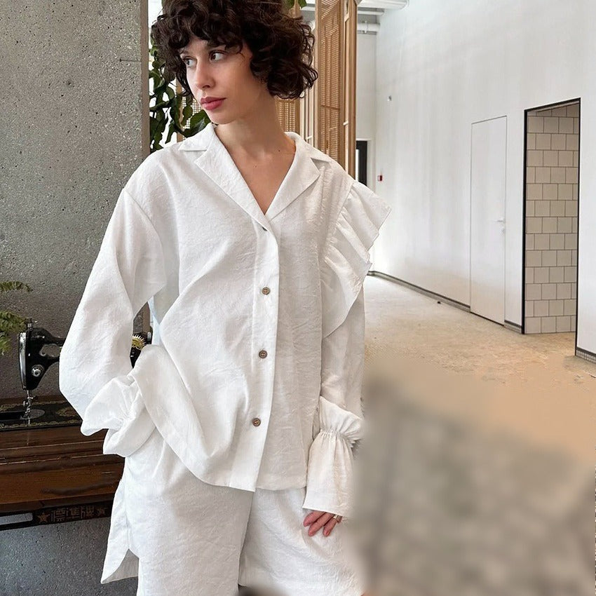 Damen Loungewear Set mit eleganten Rüschendetails R&B