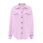 Damen Oversized Hemdjacke mit strukturiertem Design und gestreiften Muster R&B