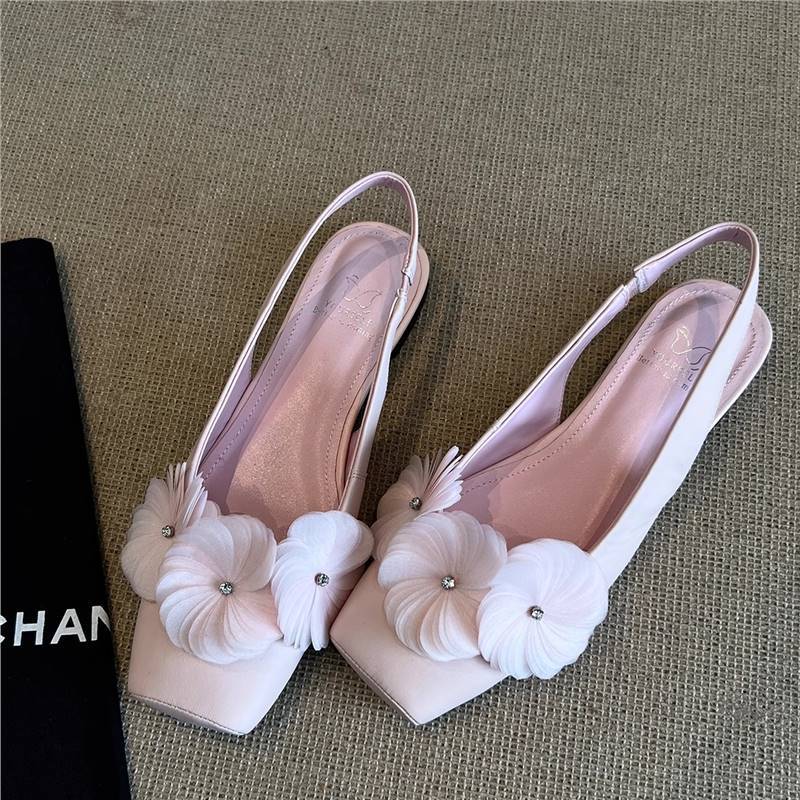 Damen Slingback Schuhe mit floralen Applikationen und komfortablem Absatz R&B