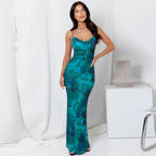 Damen Elegantes Maxikleid mit Spaghetti-Trägern und fließendem Schnitt R&B