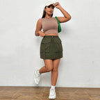 Damen Minirock mit praktischen Taschen und verstellbarem Taillenbund R&B