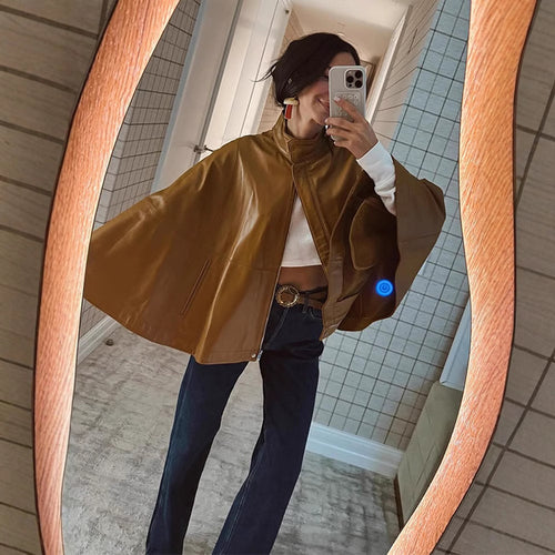 Damen Kunstlederjacke mit schickem Kapuzen-Design R&B