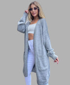 Damen Grobstrick-Cardigan mit großzügigen Taschen und offenem Schnitt R&B