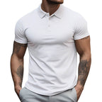 Herren nan tailliertes elastisches Piqué-Poloshirt mit klassischem Kragen R&B