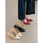 Damen elegante Slingback-Pumps mit Schleifenverzierung R&B