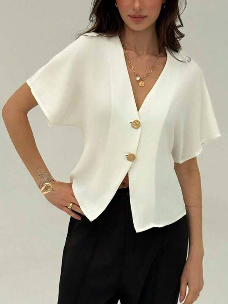 Damen Lockere Bluse mit umschlagbaren Ärmeln R&B