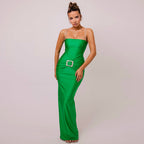 Damen Figurbetontes Abendkleid mit Schmuckgürtel R&B