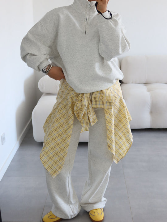 Damen sportlicher Kapuzenpullover mit hohem Kragen und breitem Schnitt R&B