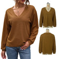 Damen legerer V-Ausschnitt Pullover mit strukturiertem Design R&B